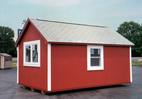 Portable red garden storage shed