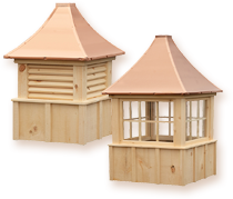 Keystone Series: Board and batten constructed roof cupolas made of eastern white pine for a natural appearance.