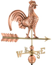 25" Polished Copper Rooster Weather Vane (#501P)
