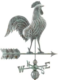 27" Blue Verde Copper Rooster Weather Vane (#515V1)