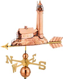 Polished Copper Lighthouse Weather Vane (#624P)