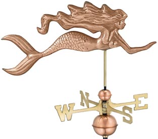 Mermaid Weather Vane, Polished Copper (#649P)