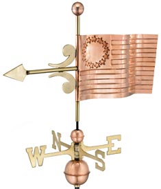 U.S. Flag Polished Copper Weather Vane (#910P)