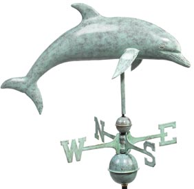 Dolphin Blue Verde Copper Weather Vane (#9507V1)