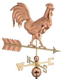 Smithsonian Rooster Polished Copper Weathervane