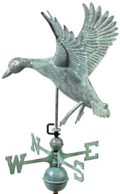 Landing Duck Weathervane in Blue Verde Copper