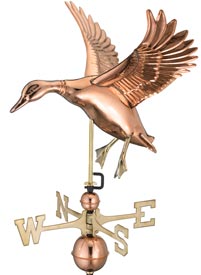 Landing Duck Weathervane in Polished Copper