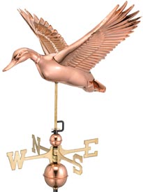 Flying Duck Weathervane in Polished Copper