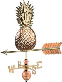 Decorative Gold Pineapple Weathervane in Polished Copper