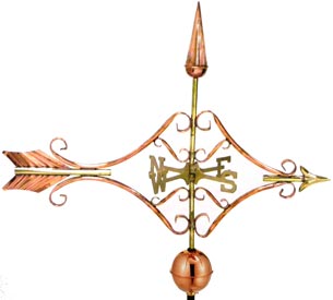 Beautiful Victorian Arrow Weathervane in Polished Copper