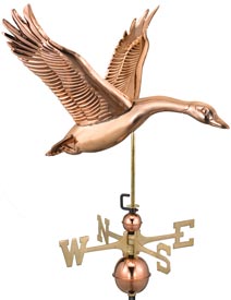 Elegant Flying Goose Weathervane in Polished Copper