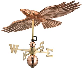 Flying Hawk Weathervane in Polished Copper