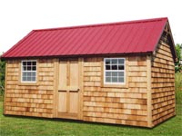 10′ x 16′ Cape Cod with Red Steel Roof (CU-19)