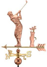 Golfer Weathervane in Polished Copper