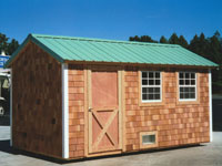 8' x 16' Ranch with Cedar Siding and Metal Roof (R-16)