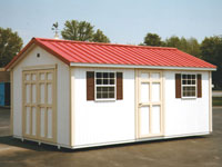 10' x 16' Ranch with Red Metal Roof (R-18)