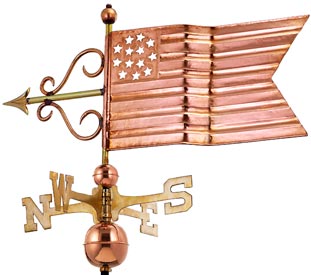 American Flag Weathervane in Polished Copper