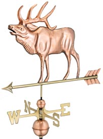 Stunning Elk Weathervane in Polished Copper