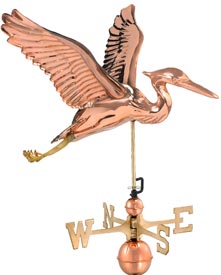 Blue Heron Polished Copper Weathervane