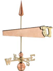 Handsaw Weathervane in Polished Copper