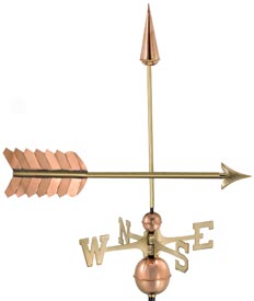 Classic Arrow Weathervane in Polished Copper