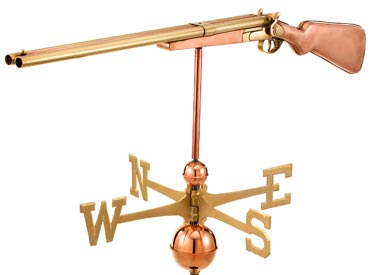 Vintage Shotgun Weathervane in Polished Copper