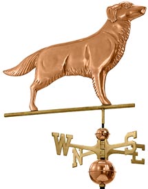 Golden Retriever Weathervane in Polished Copper