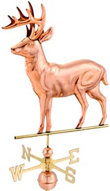 Standing Deer Weathervane in Polished Copper