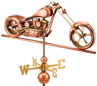 Chopper Motorcycle Weathervane in Polished Copper