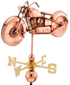 Motorcycle Weathervane in Polished Copper