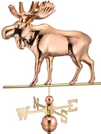 Majestic Moose Weathervane in Polished Copper