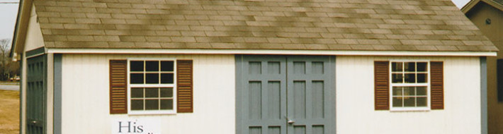 large storage shed with dividing wall