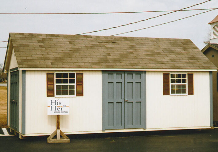 large storage shed with dividing wall